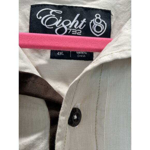 Eight 732 Mens Button Down Shirt Pinstripes Riders Runners Patch Utility Sz 4XL - Picture 6 of 6